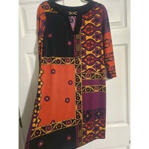 Women's Size 10 Dress Tiana B. Bold Multi Patterned Colorful Tribal Retro Floral